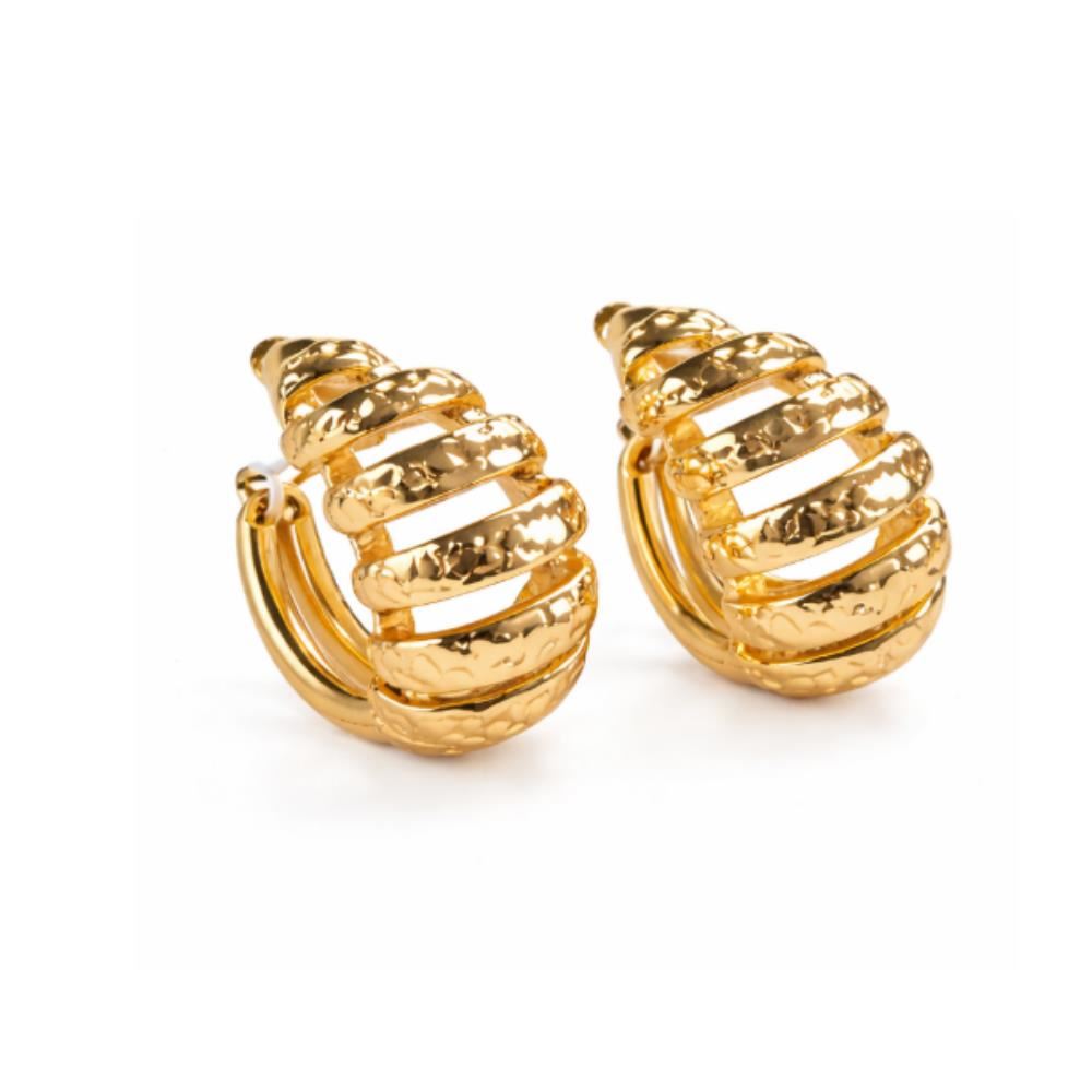 ARETES ARGOLLA TEXTURIZADA DORADA